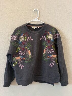 Boden Charcoal Embroidered Sweatshirt